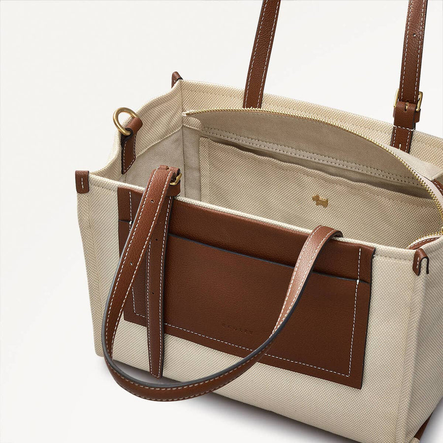 The Burlington Fabric Medium Ziptop Grab Bag in Natural - 110691