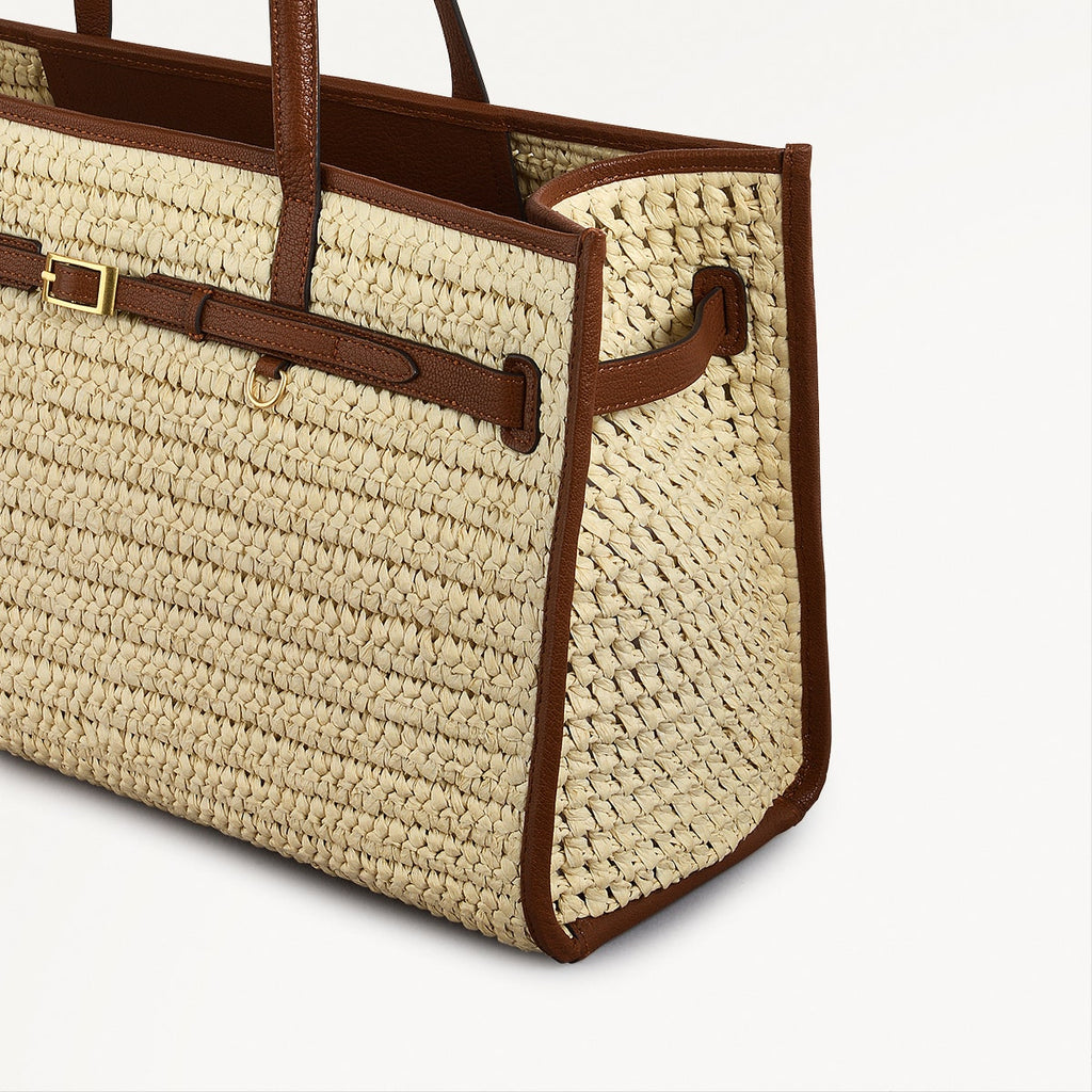 The Library Fabric Large Open Top Tote Bag in Natural - 110695