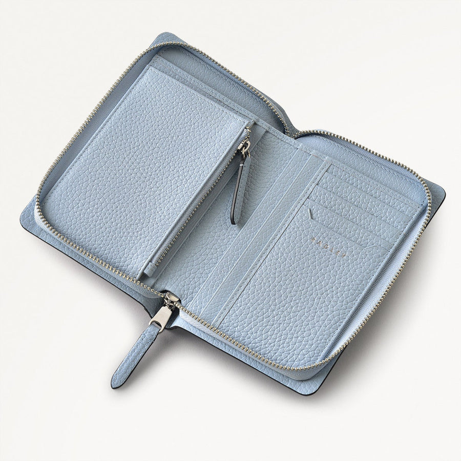 The Chancery Leather Medium Zip Around Wallet in Smoke Blue - 110705