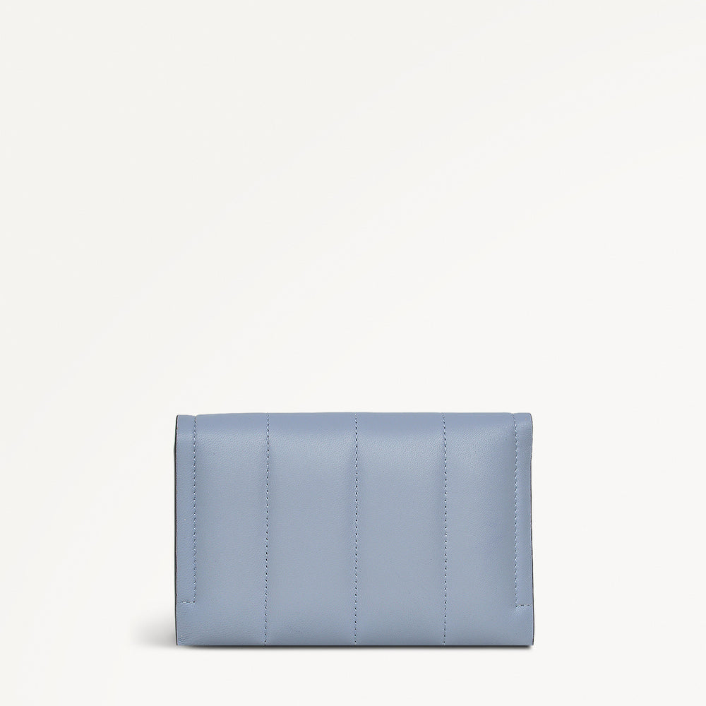 Oak Street Leather Medium Flapover Wallet in Smoke Blue - 110706