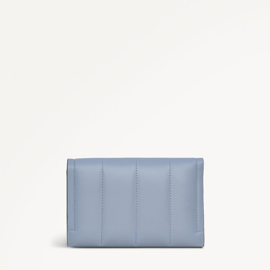 Oak Street Leather Medium Flapover Wallet in Smoke Blue - 110706