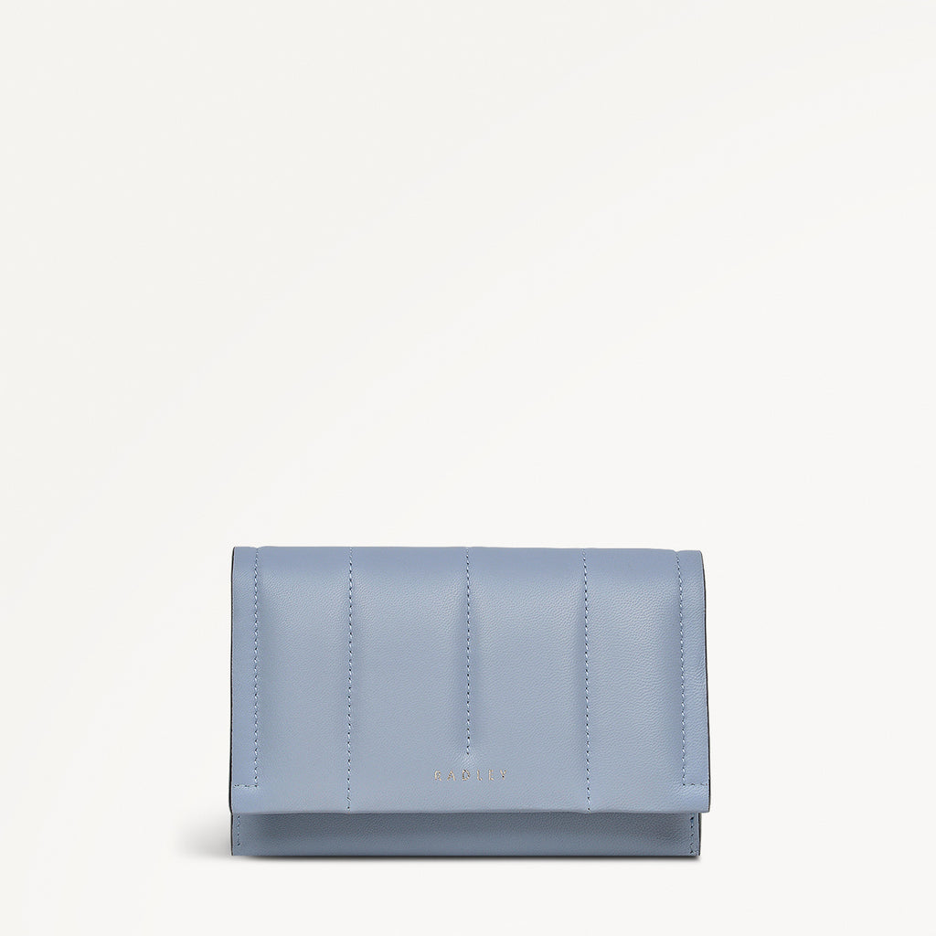 Oak Street Leather Medium Flapover Wallet in Smoke Blue - 110706