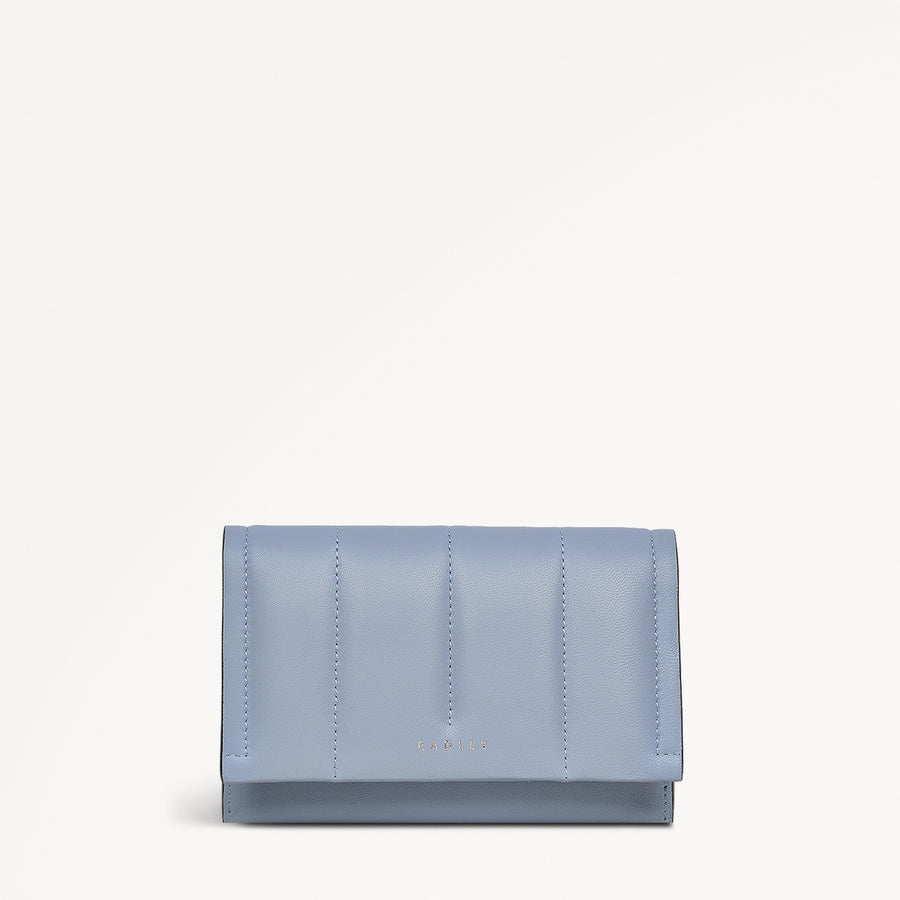 Oak Street Leather Medium Flapover Wallet in Smoke Blue - 110706