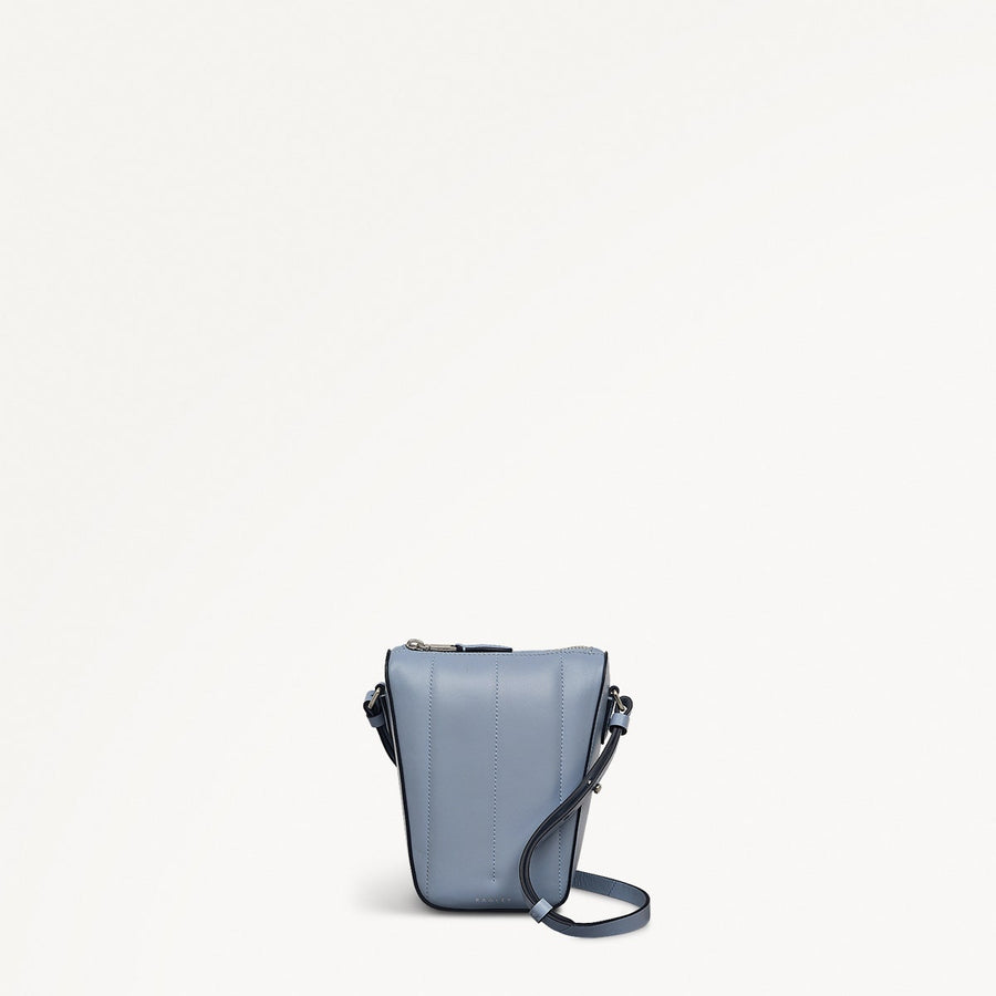 Oak Street Leather Medium Phone Crossbody in Smoke Blue - 110707