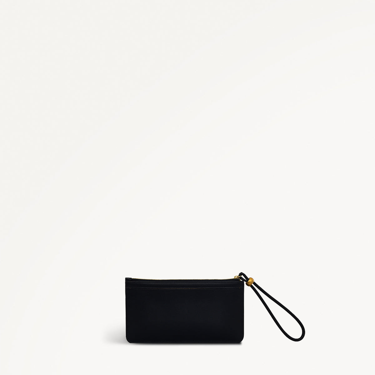 The Compton Leather Medium Ziptop Pouch in Black - 110708