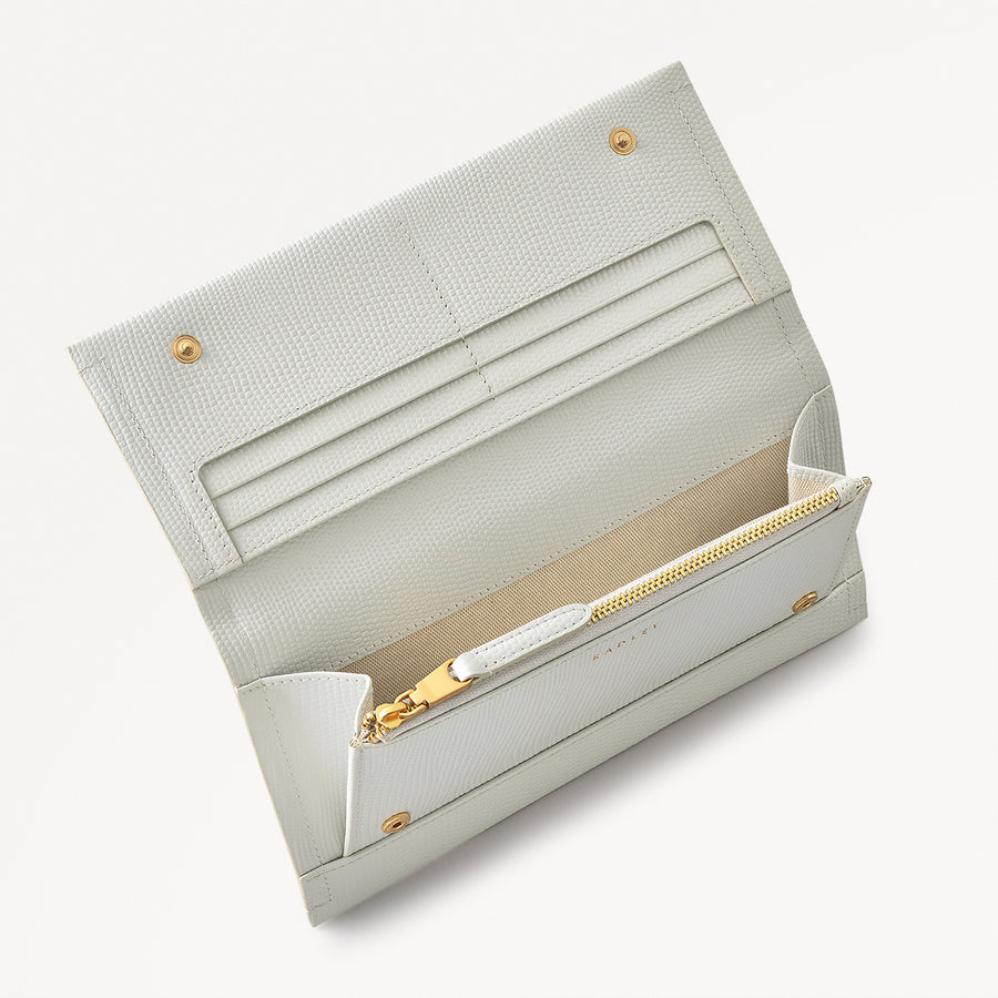 Oak Street Leather Large Flapover Wallet in Mist - 110719