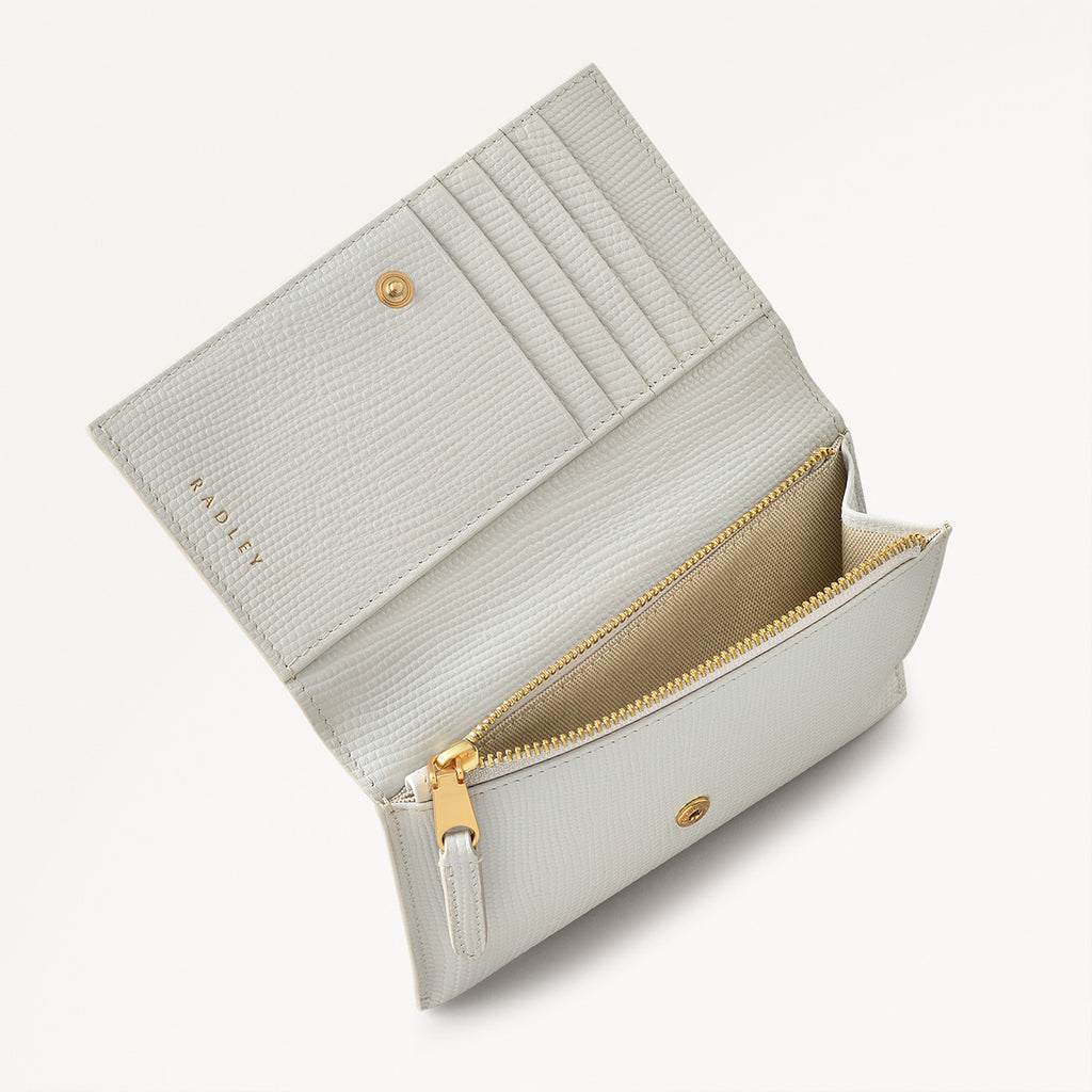 Oak Street Leather Medium Flapover Wallet in Mist - 110720