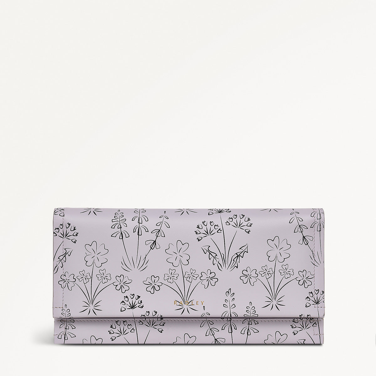 Wild Flowers Leather Large Flapover Wallet in Thistle - 110721