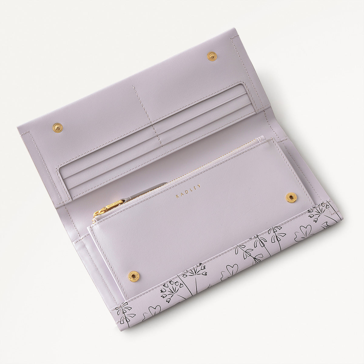 Wild Flowers Leather Large Flapover Wallet in Thistle - 110721