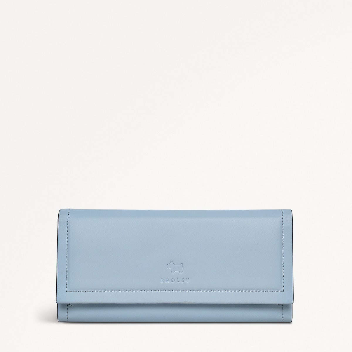 Heritage Border Leather Large Flapover Wallet in Smoke Blue - 110747
