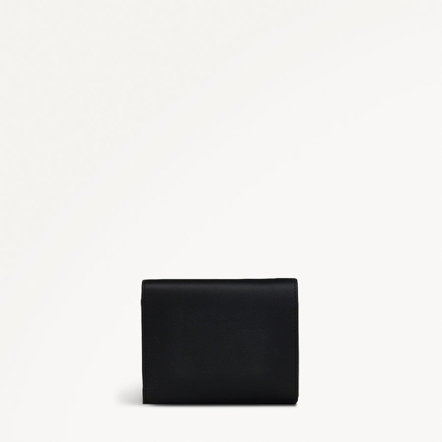Pockets Leather Small Trifold Wallet in Black - 110751