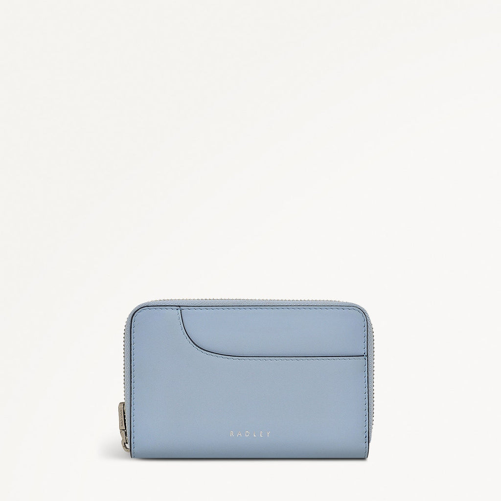 Pockets Leather Medium Zip Around Wallet in Smoke Blue - 110755