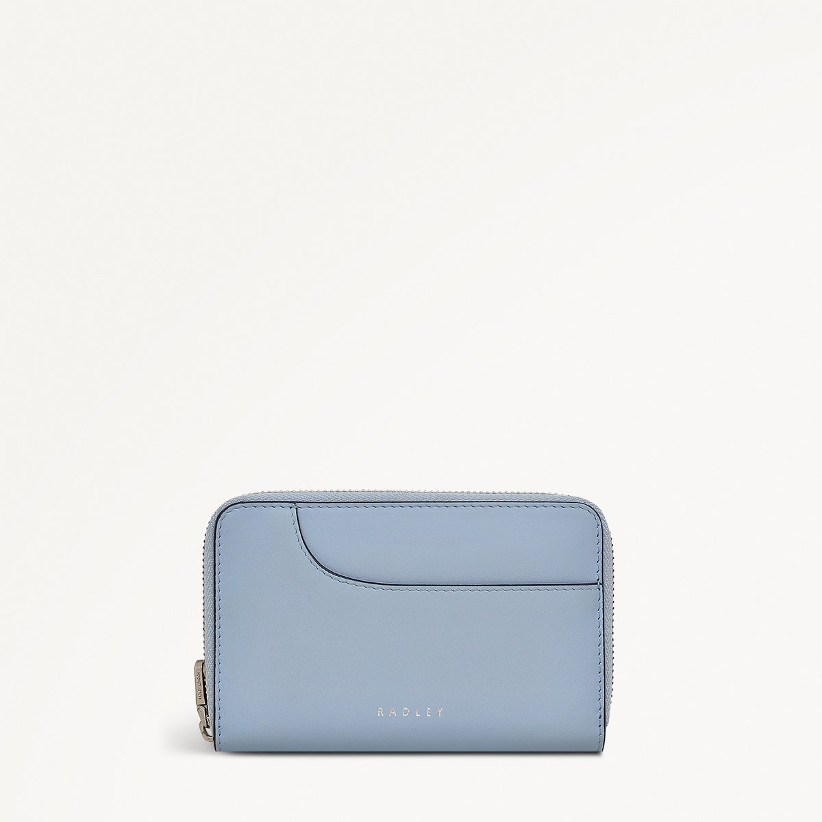 Pockets Leather Medium Zip Around Wallet in Smoke Blue - 110755