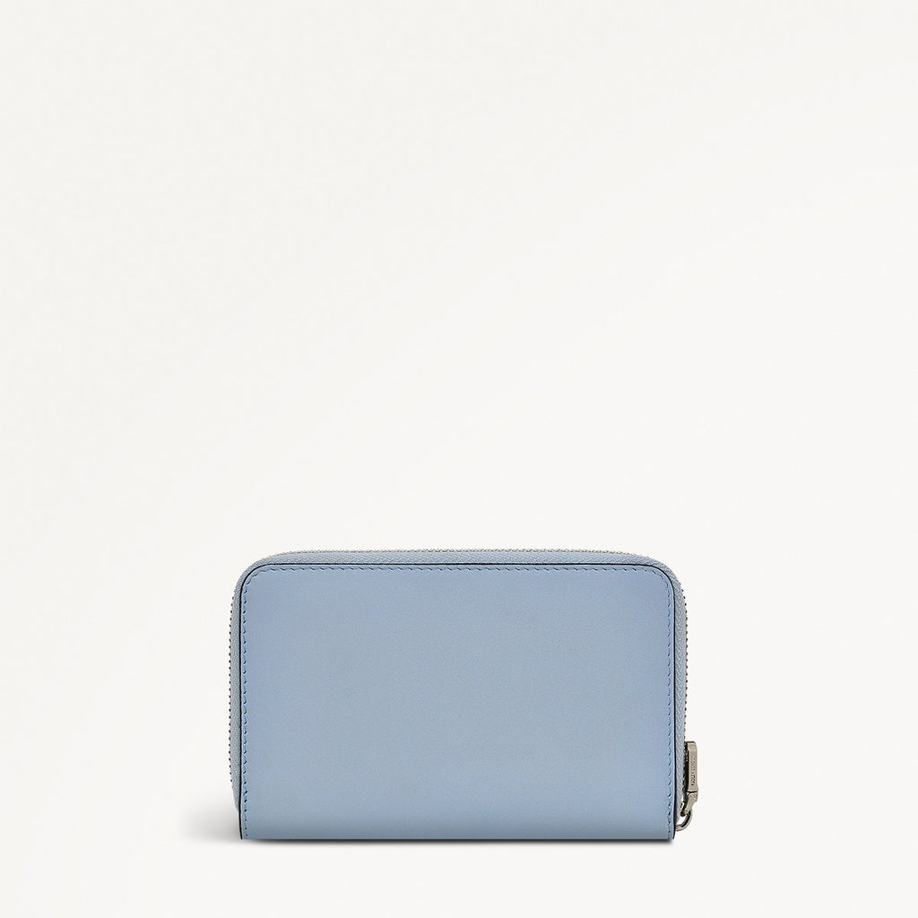 Pockets Leather Medium Zip Around Wallet in Smoke Blue - 110755