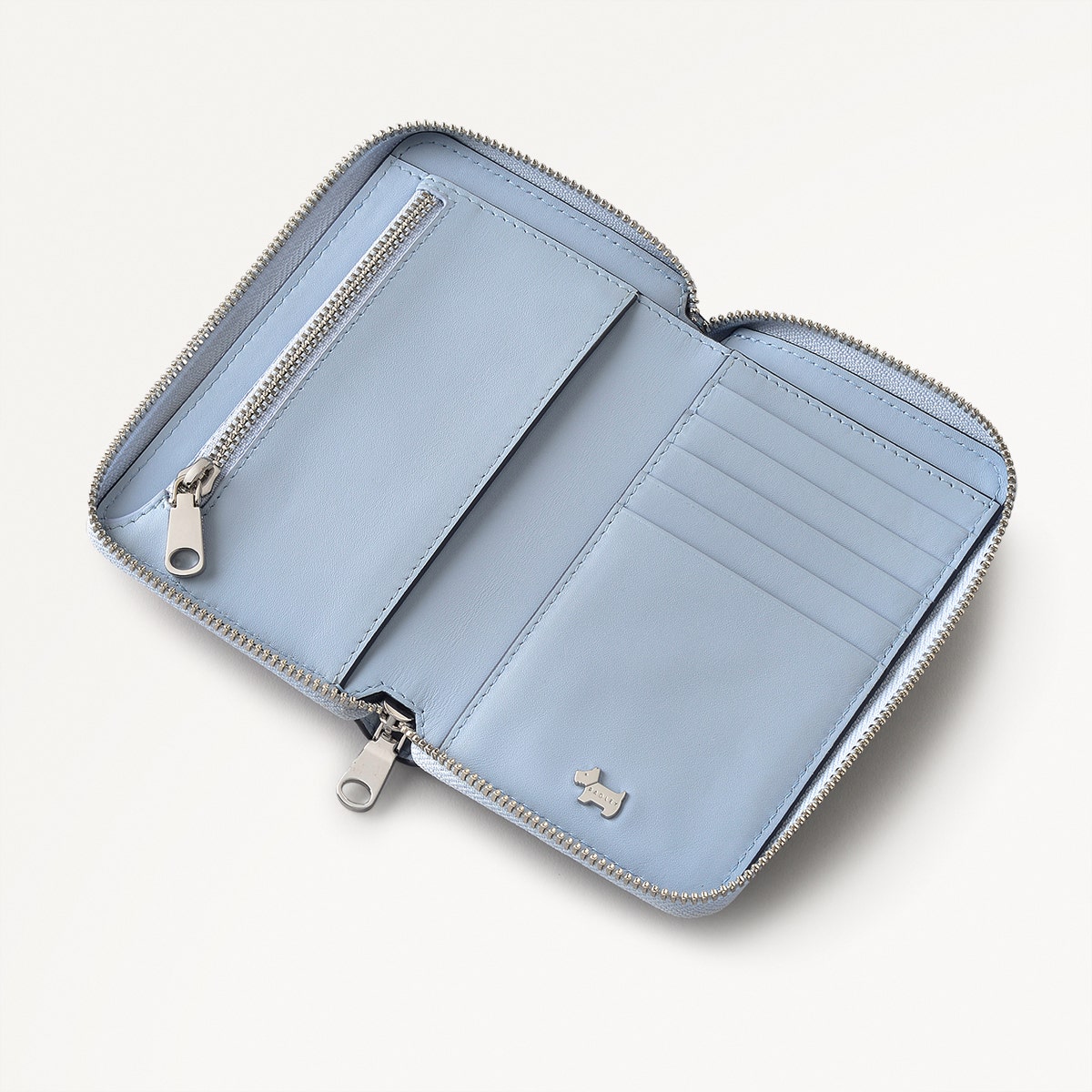 Pockets Leather Medium Zip Around Wallet in Smoke Blue - 110755