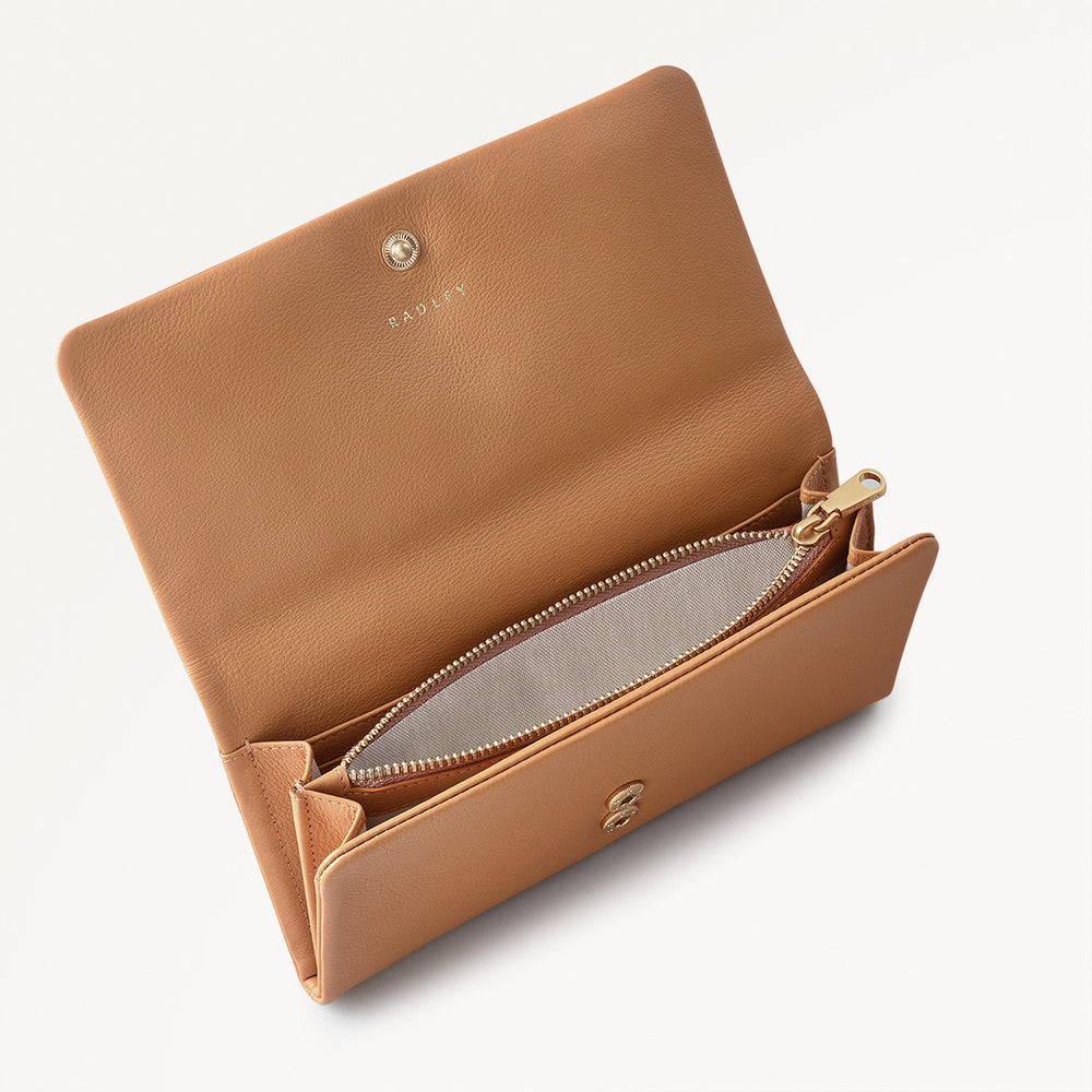 Mallow Street Leather Large Flapover Wallet in Dark Butter - 110767