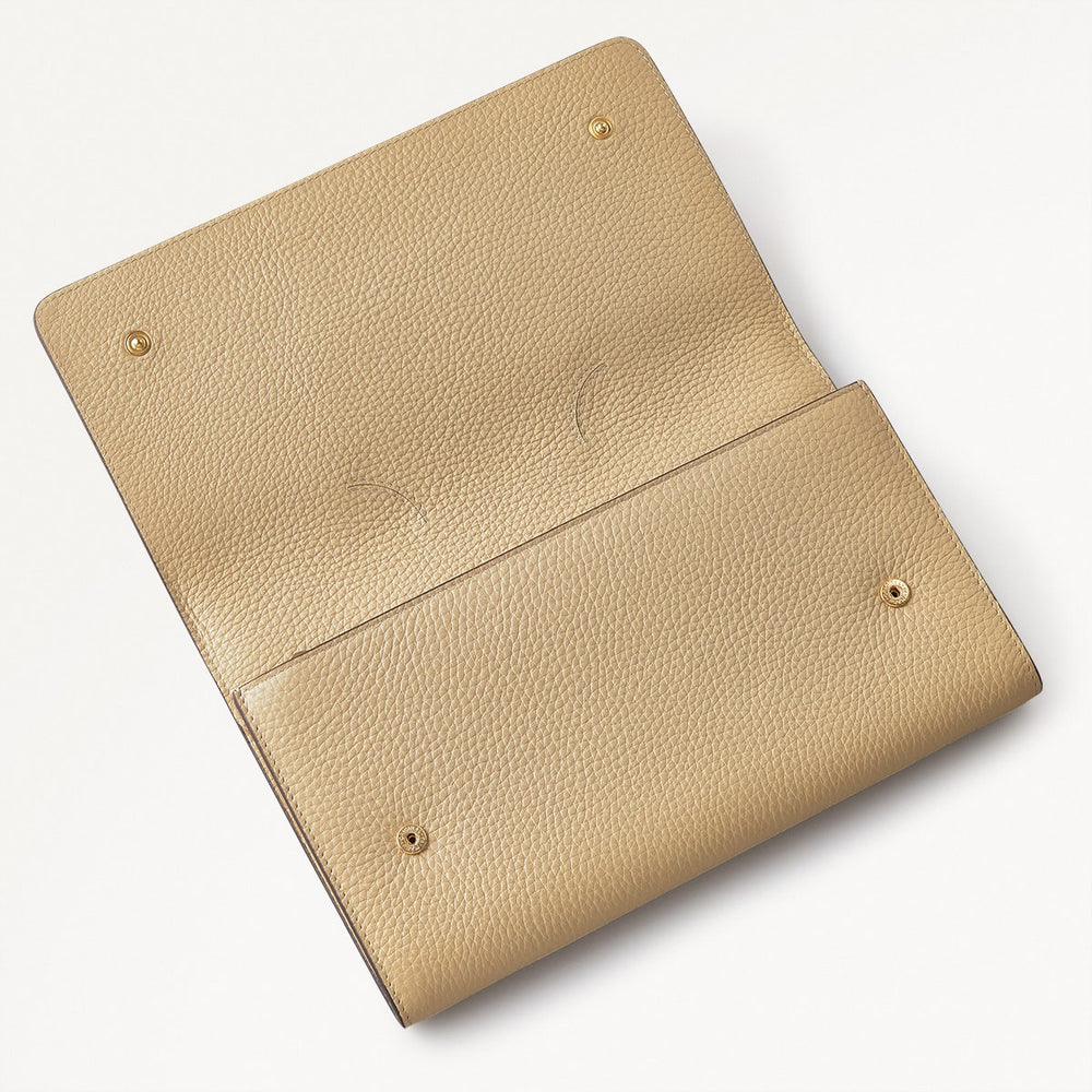 The Rathbone Leather Large Flapover Travel Wallet in Stone - 110791