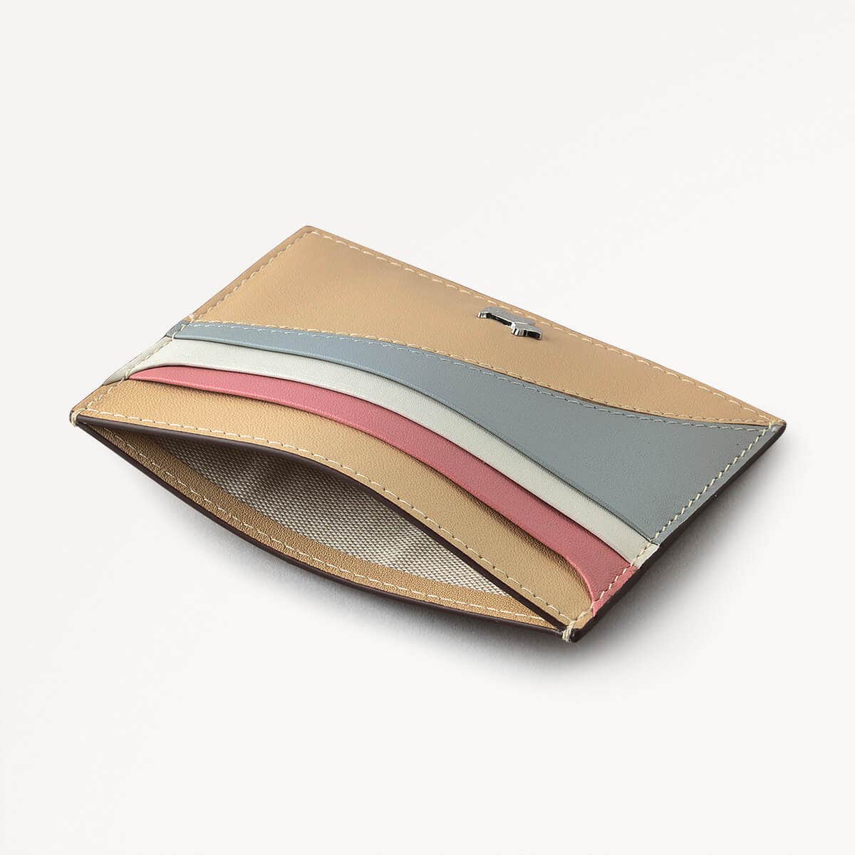 Harrowby Street Leather Small Card Holder in Stone - 110792