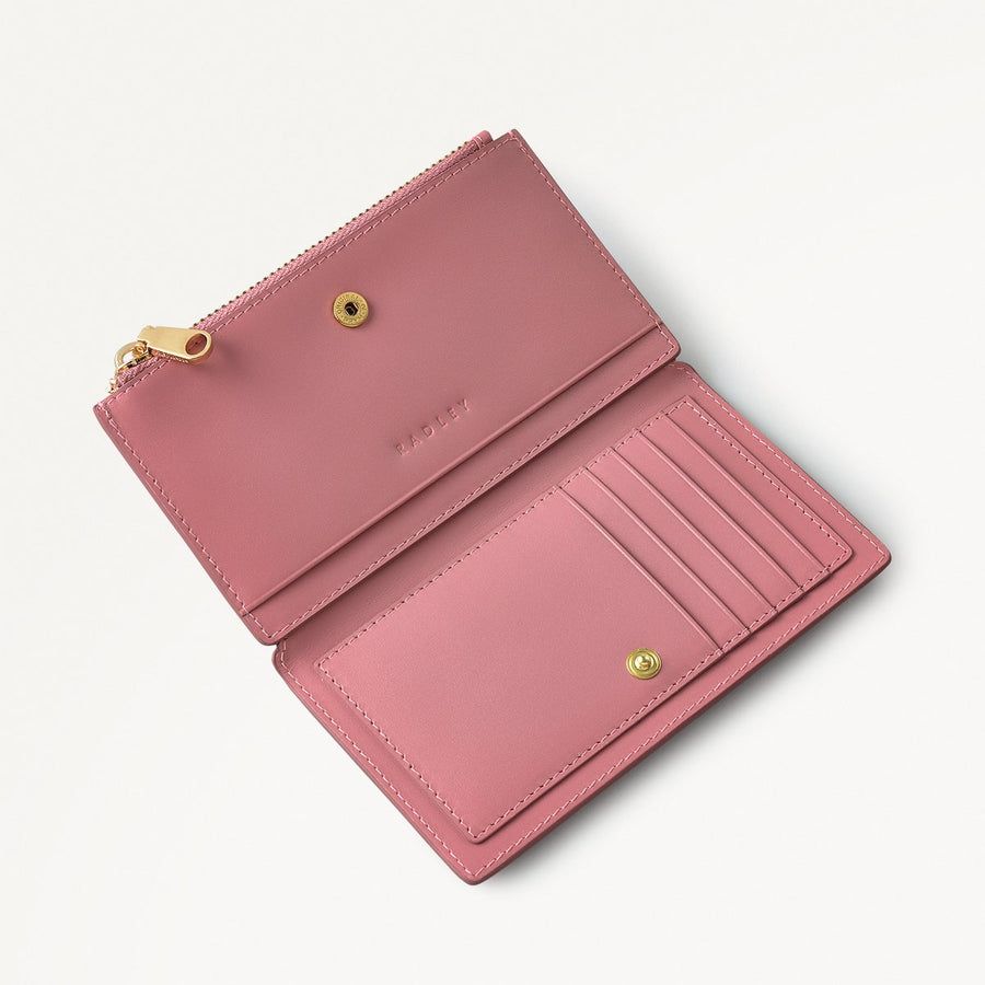The Tales Of Spring Leather Medium Ziptop Wallet in Sienna Pink - 110798