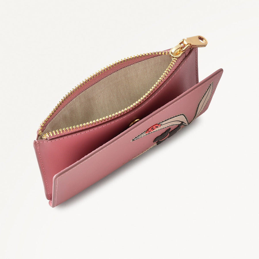 The Tales Of Spring Leather Medium Ziptop Wallet in Sienna Pink - 110798
