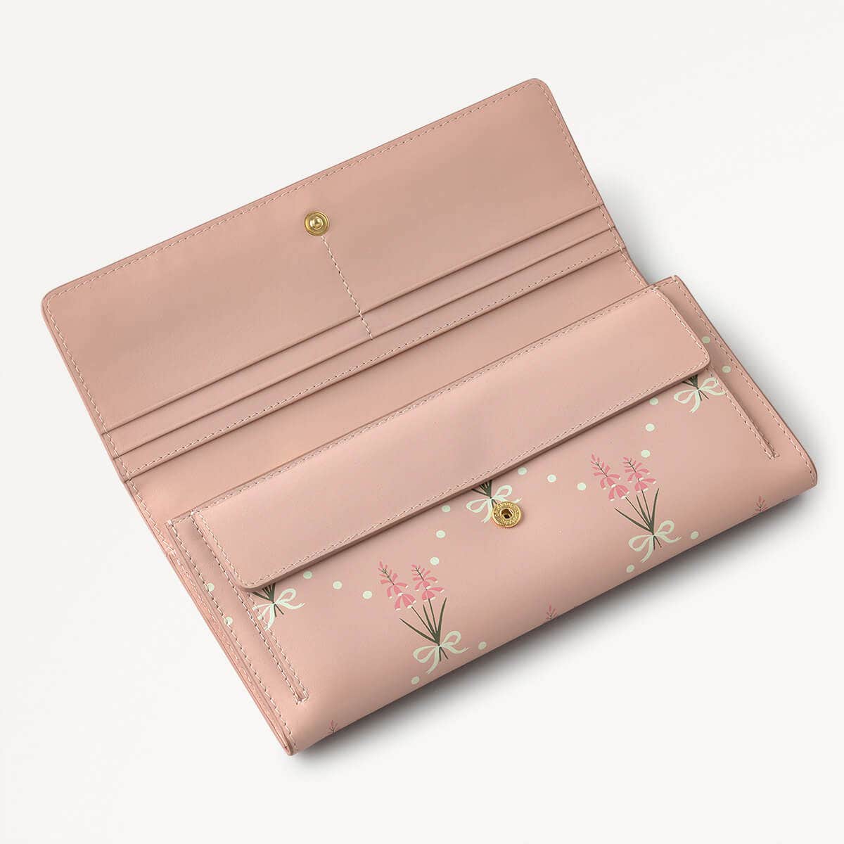 Hollyhock Leather Large Flapover Wallet in Prairie Pink - 110801