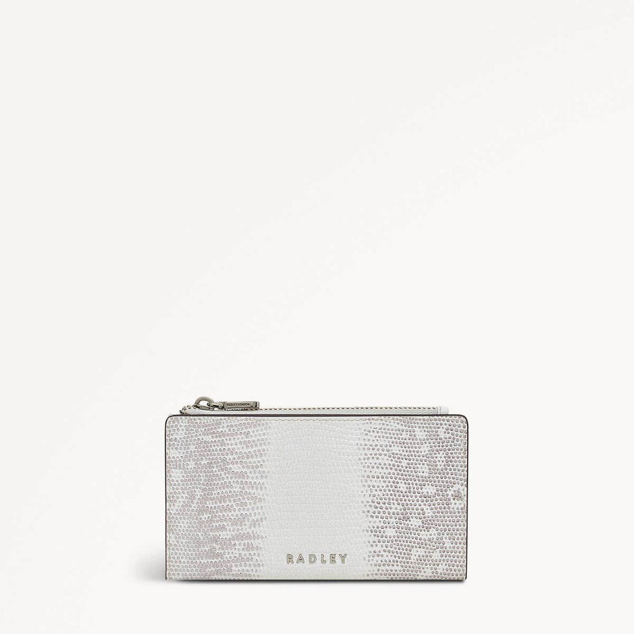 Coin Street Faux Lizard Medium Ziptop Wallet in Bright White - 110809