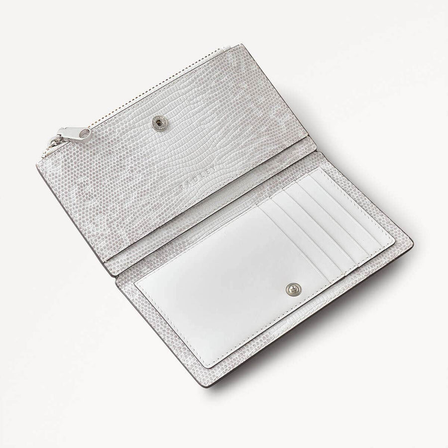 Coin Street Faux Lizard Medium Ziptop Wallet in Bright White - 110809