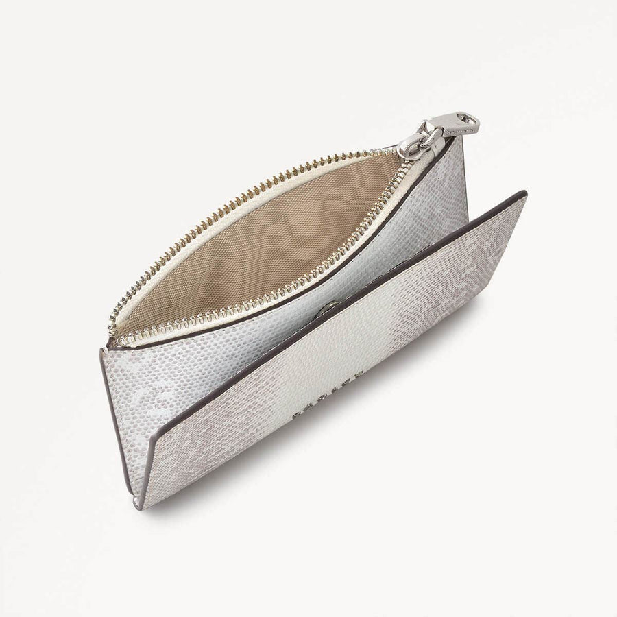 Coin Street Faux Lizard Medium Ziptop Wallet in Bright White - 110809