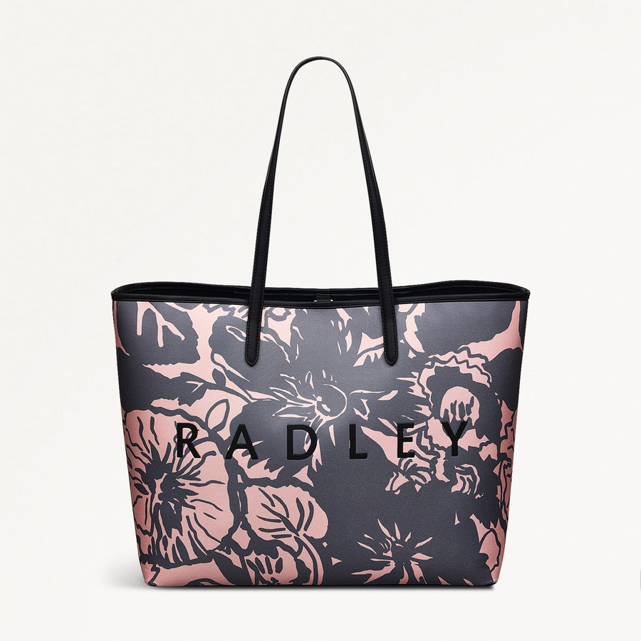 Southwell Gardens - Floral Fabric Large Open Top Tote in Black - 110854