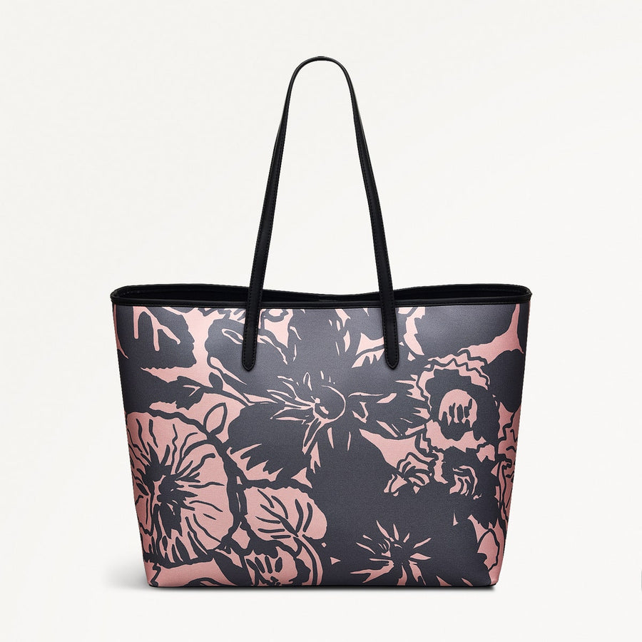 Southwell Gardens - Floral Fabric Large Open Top Tote in Black - 110854