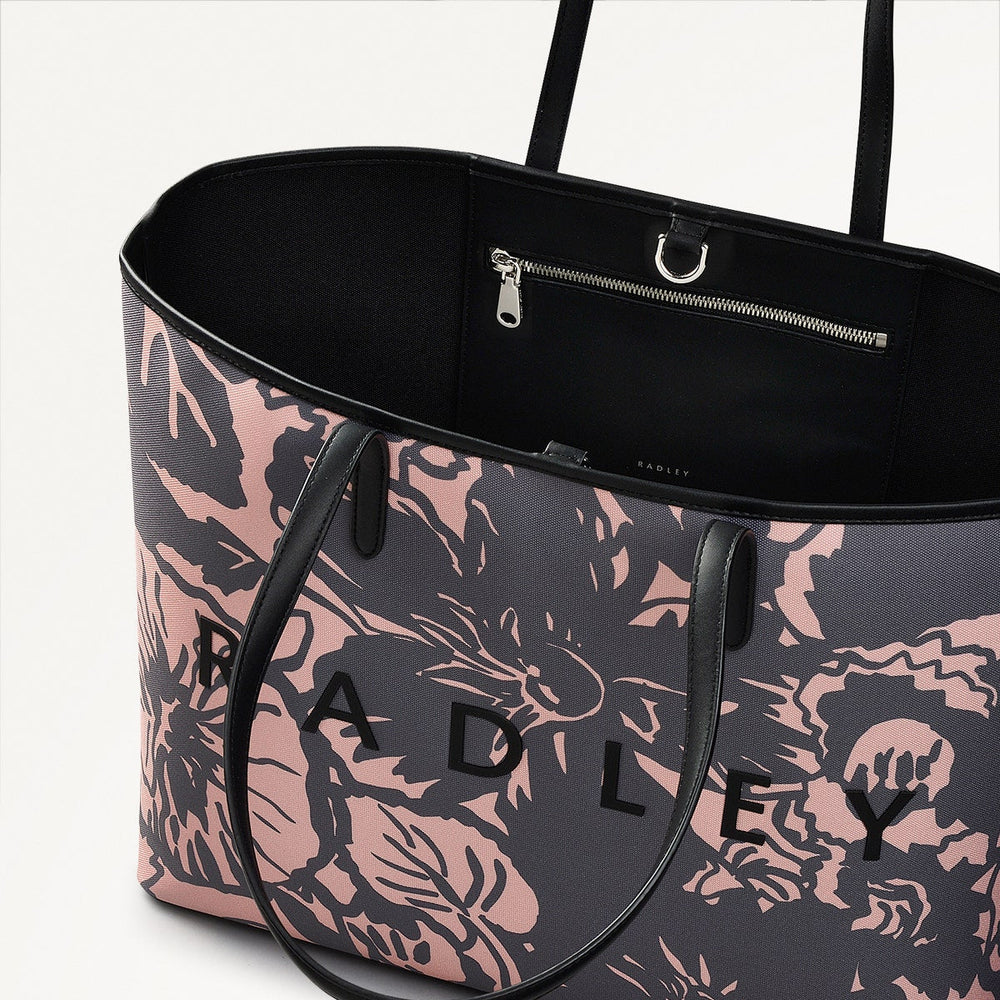 Southwell Gardens - Floral Fabric Large Open Top Tote in Black - 110854