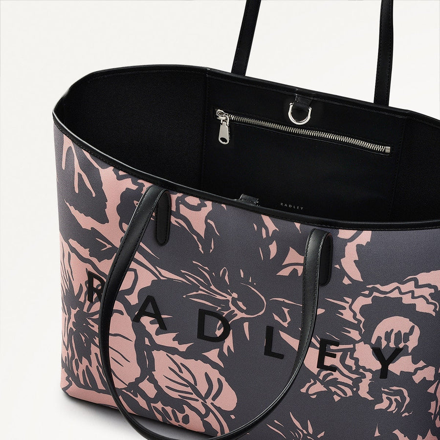 Southwell Gardens - Floral Fabric Large Open Top Tote in Black - 110854