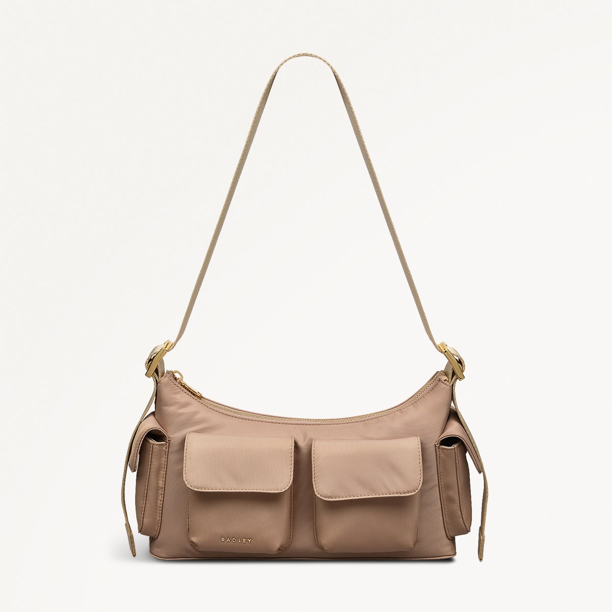 Guildford Grove Fabric Medium Ziptop Shoulder Bag in Stone - 110859