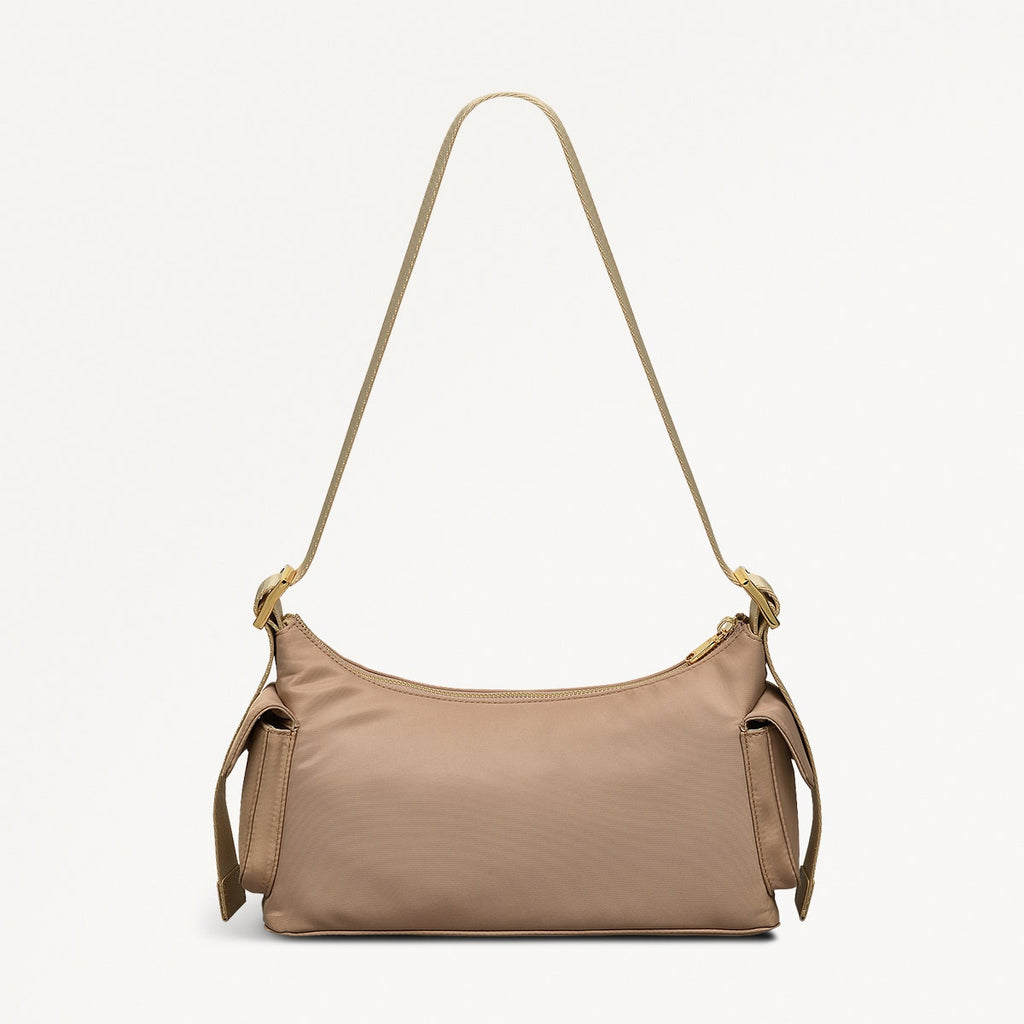Guildford Grove Fabric Medium Ziptop Shoulder Bag in Stone - 110859