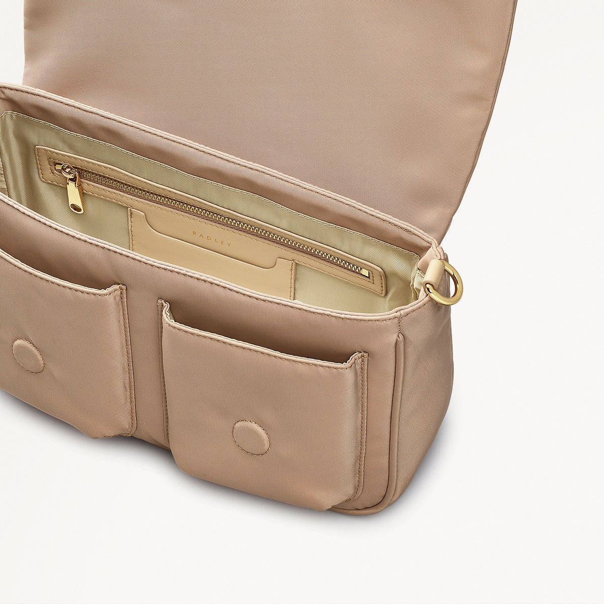 Guildford Grove Fabric Medium Flapover Cross Body Bag in Stone - 110860