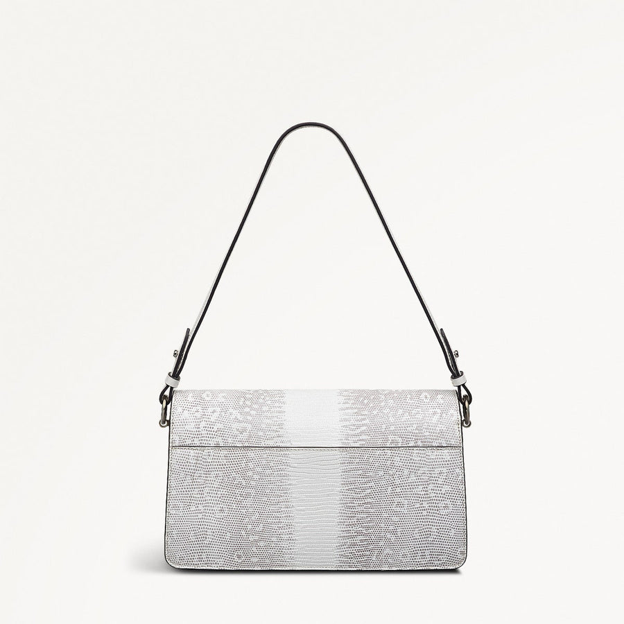 Leather Lane Leather Medium Flapover Shoulder Bag in Bright White - 110862