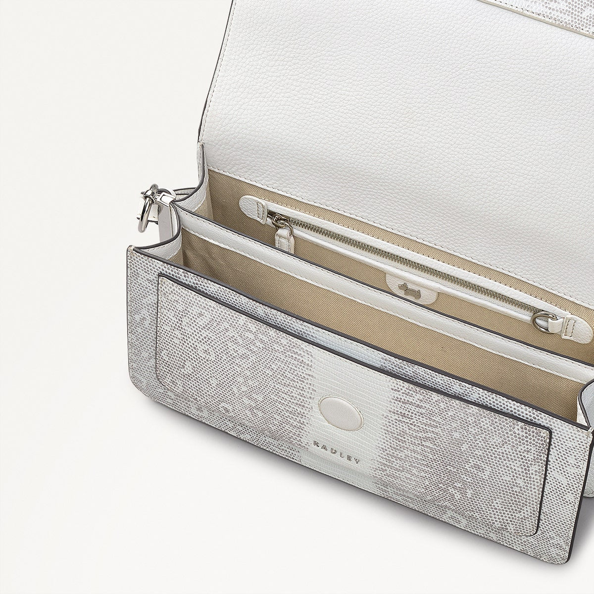 Leather Lane Leather Medium Flapover Shoulder Bag in Bright White - 110862