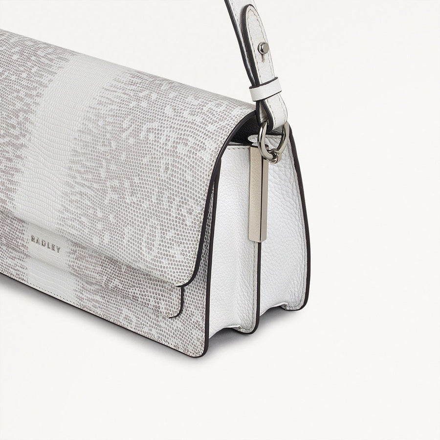 Leather Lane Leather Medium Flapover Shoulder Bag in Bright White - 110862