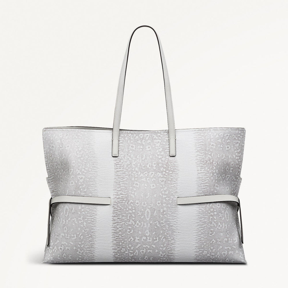 Fleet Street Leather Large Open Top Shoulder Bag in Bright White - 110863