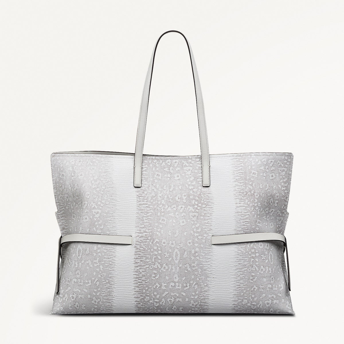 Fleet Street Leather Large Open Top Shoulder Bag in Bright White - 110863