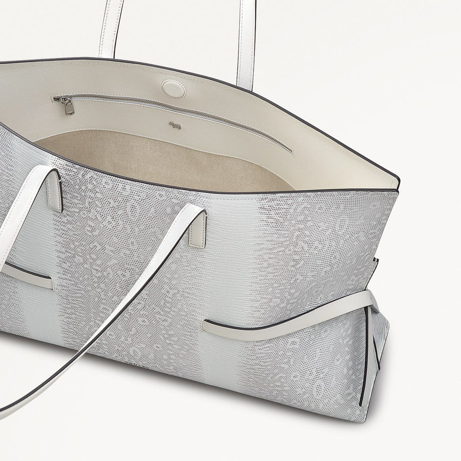 Fleet Street Leather Large Open Top Shoulder Bag in Bright White - 110863