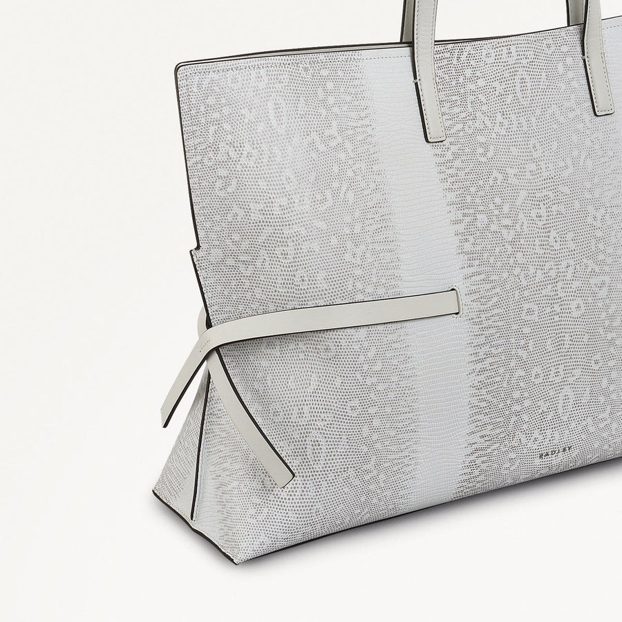 Fleet Street Leather Large Open Top Shoulder Bag in Bright White - 110863