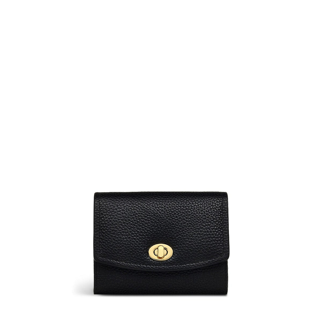 Carpenter Yard Leather Medium Flapover Wallet in Black - 110870