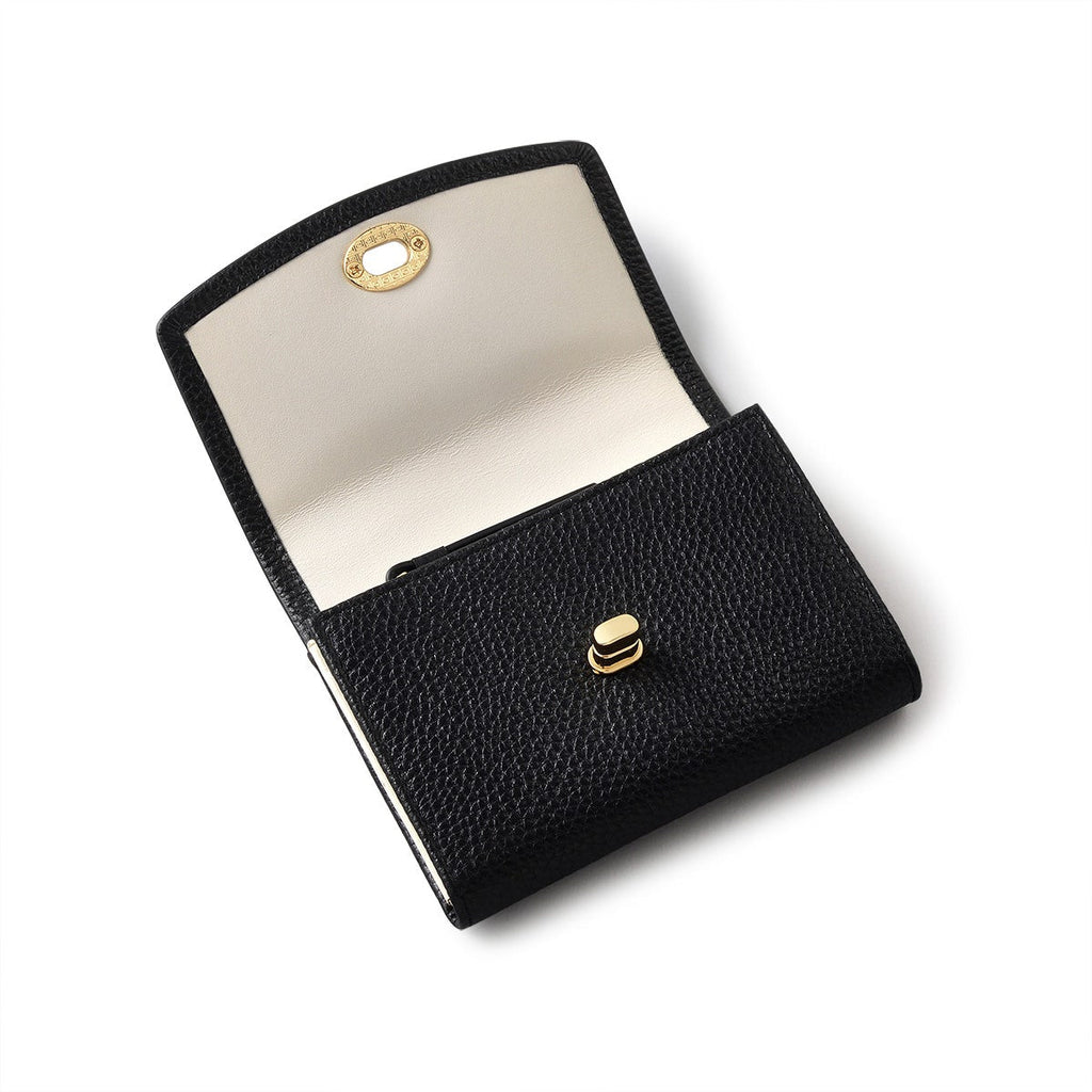 Carpenter Yard Leather Medium Flapover Wallet in Black - 110870