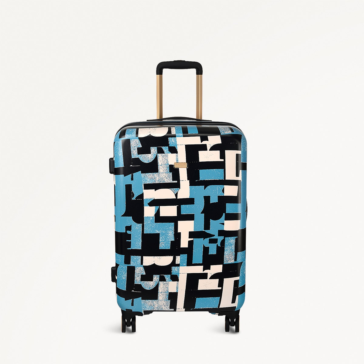 Abstract Geo 4 Wheel Medium Suitcase in Azure  - 110896