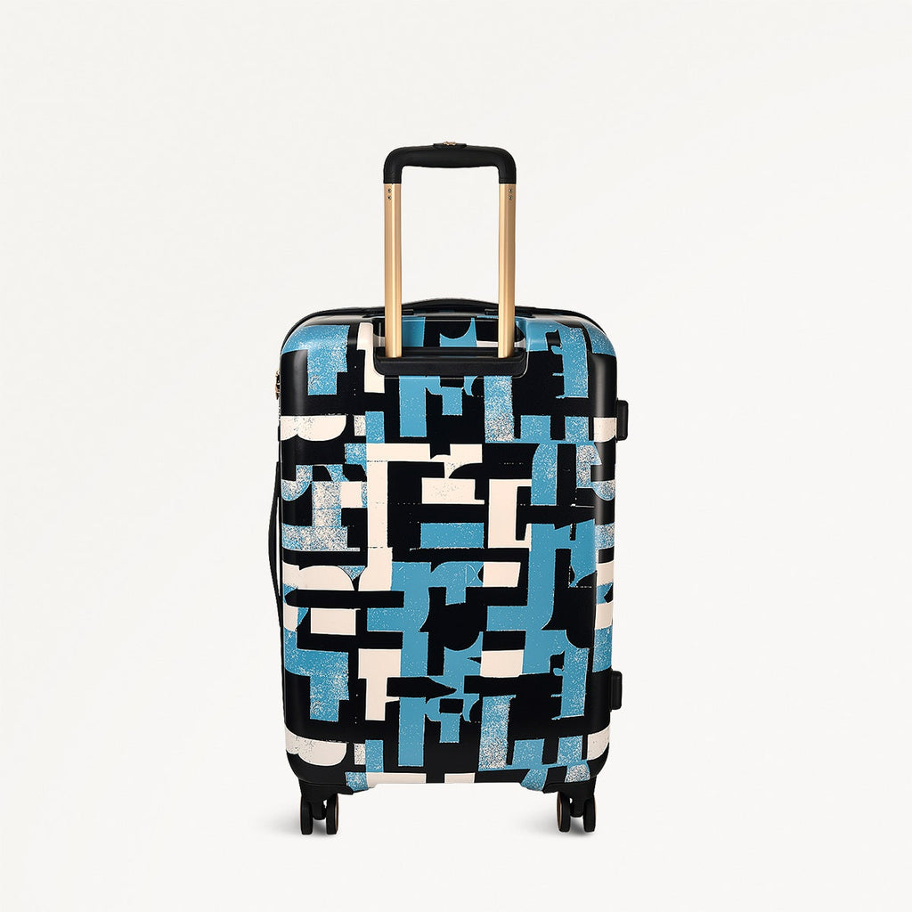 Abstract Geo 4 Wheel Medium Suitcase in Azure  - 110896