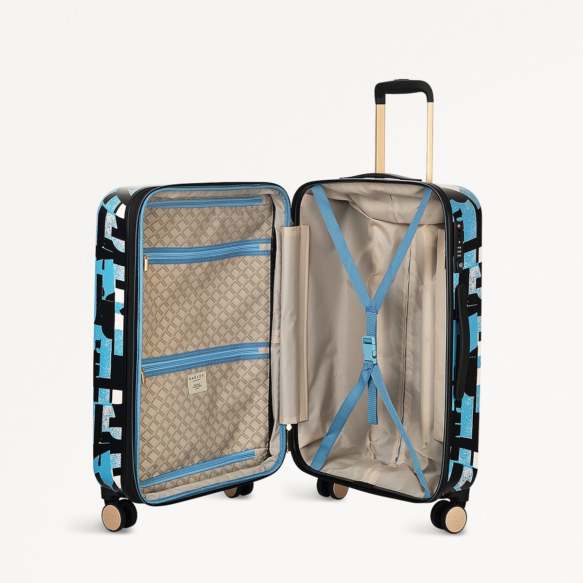 Abstract Geo 4 Wheel Medium Suitcase in Azure  - 110896