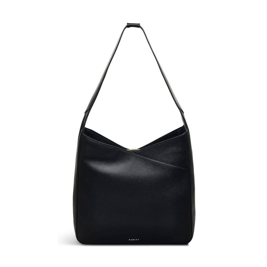 Alpha Road Leather Medium Ziptop Shoulder Bag in Black - 110902