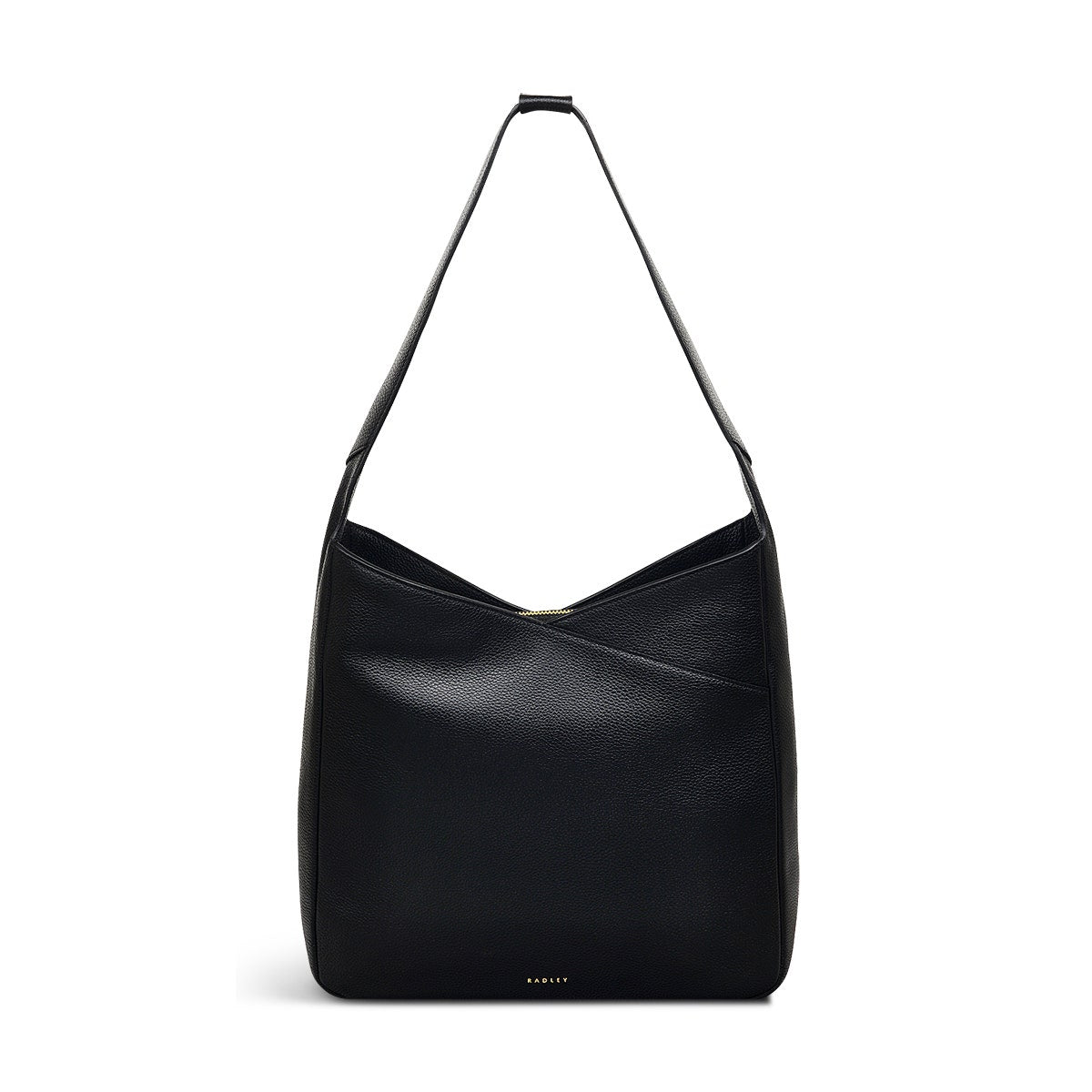 Alpha Road Leather Medium Ziptop Shoulder Bag in Black - 110902