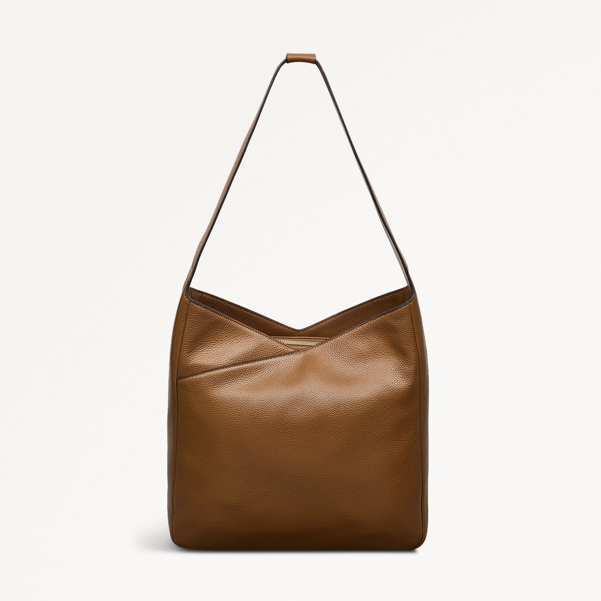 Alpha Road Leather Medium Ziptop Shoulder Bag in Milka - 110903
